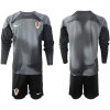 Maillot de Gardien à Manches Longues Croatie Coupe du Monde 2022 Noire Pour Enfant